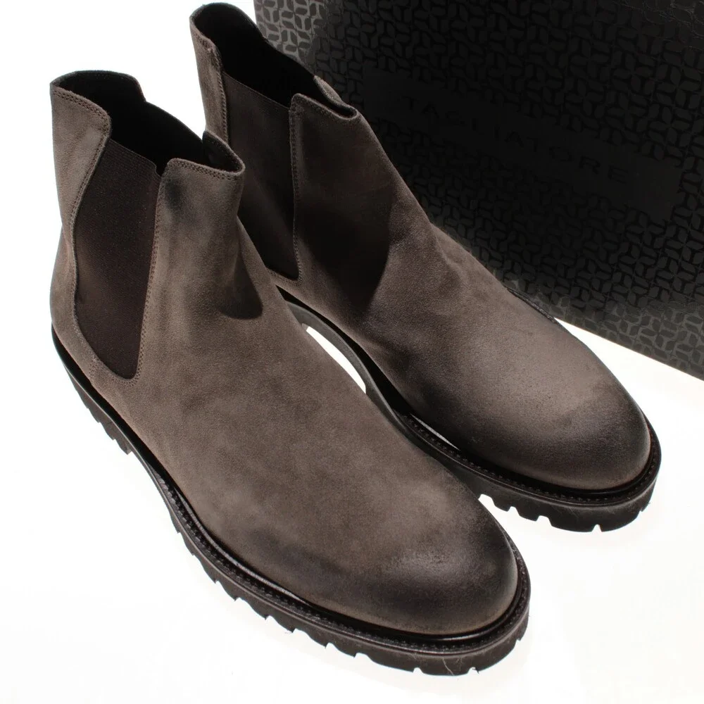 Tagliatore NWB Flint Pull On Chelsea Boots Size 45 (US 12) in Brown Suede